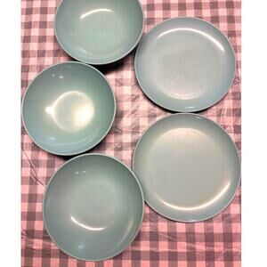 Vintage Aqua MCM Plates| Bowls | Windsor Melmac USA | Atomic Retro Kitchen
